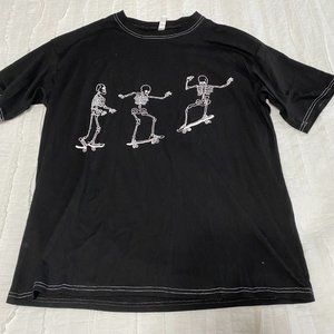 Black Skeleton graphic T shirt
